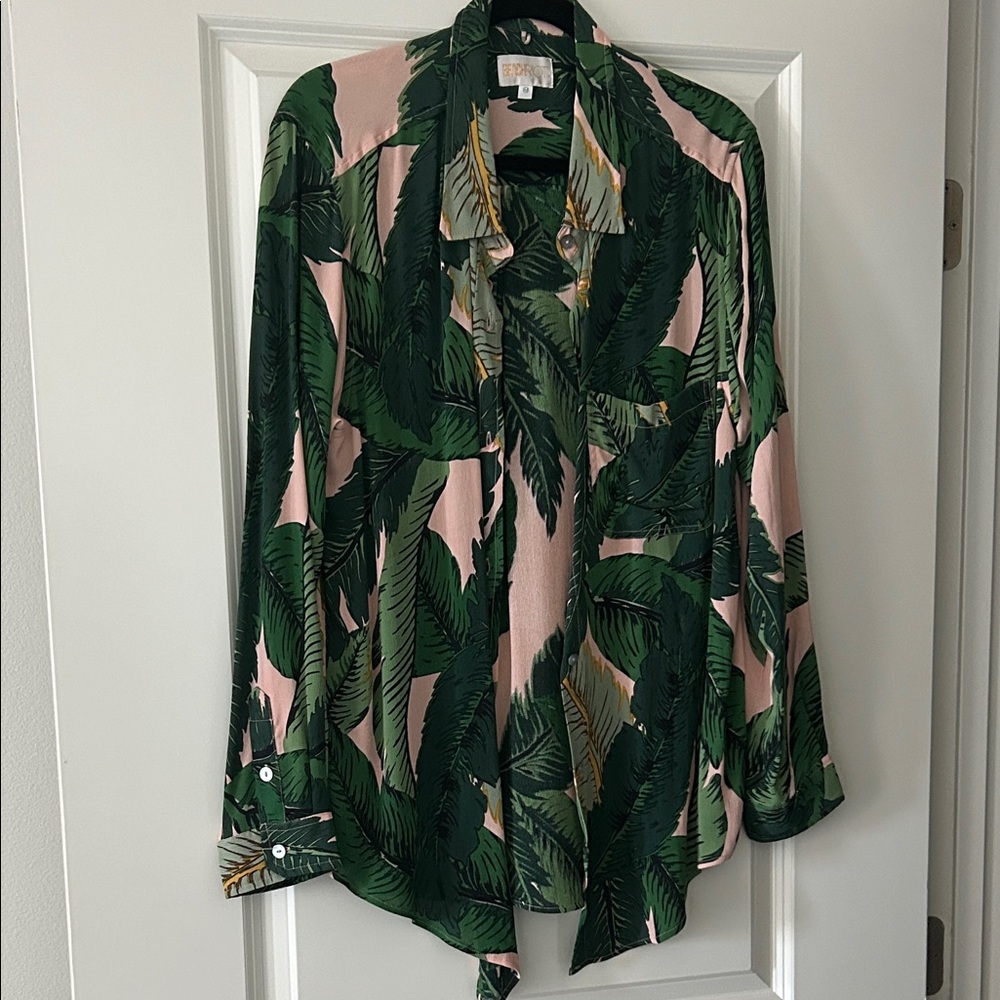 Beach Riot Tropical Leaf Top in Green and Pink